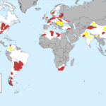 Carte d'estimations des réserves de gaz de schiste : 48 grands bassins répartis dans 38 pays étudiés par l'EIA en 2011