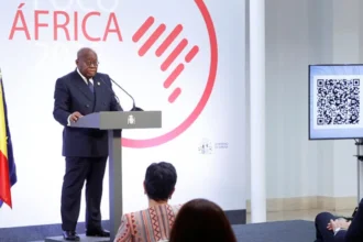 Nana Akufo-Addo, le président ghanéen, au Foco África, à Madrid, le 29 mars 2021. © Zipi / EFE/ SIPA