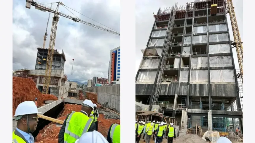 BEAC : le Gouverneur Yvon Sana Bangui visite le chantier de son futur siège à Yaoundé